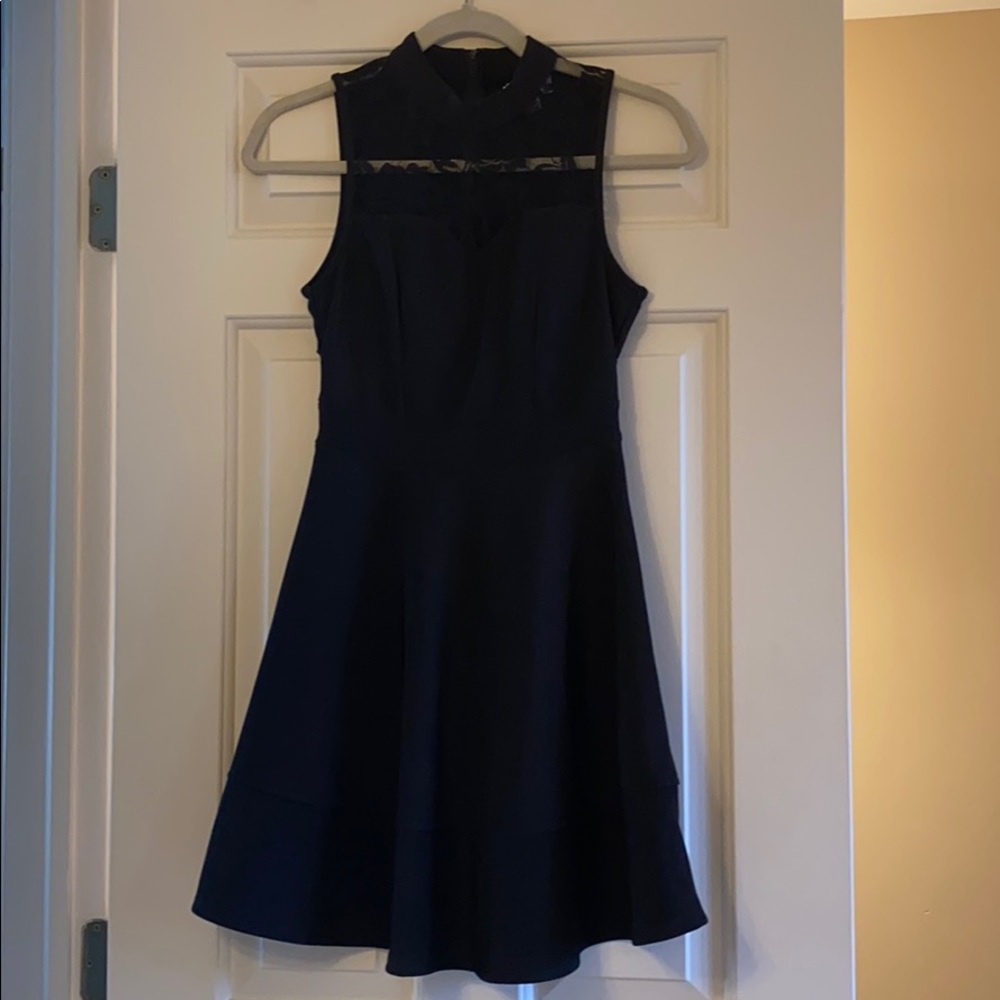Lace detail black dress